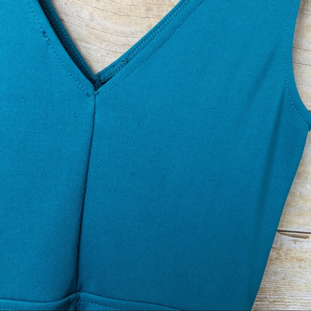 Forever 21 Dress Casual V Neck Teal Size Small - Picture 3 of 4